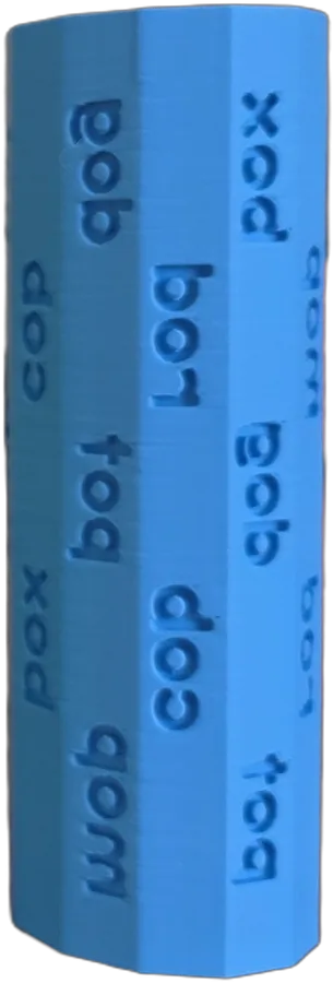 Blue Rolling Sounds roller with short raised words